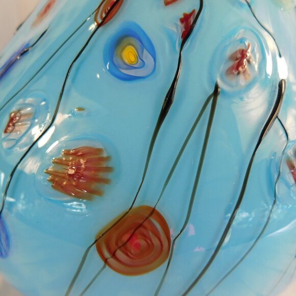 Large Blue Art Glass Millefiori Vase # 26788 - Picture 6 of 7